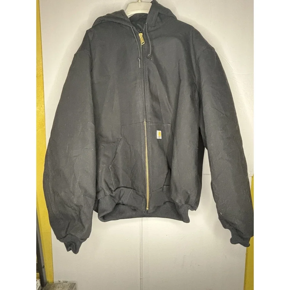 Carhartt J140 Black‎ Active Jacket 2XL Tall USA Workwear Hooded Zip